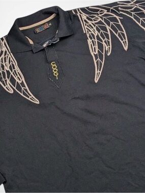 Vintage COOGIE Feather Angle Wings Embroidery Black Long Sleeve shirt